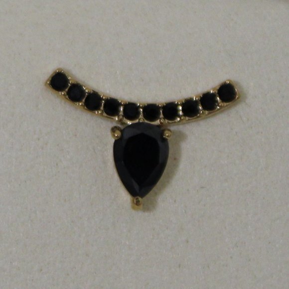 18K Gold Plated Black Rhinestone Stud Earrings - Picture 3 of 4